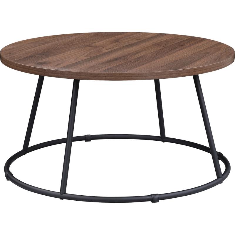 Lorell Round Coffee Table, 16-3/4in x 31-1/2in, Walnut/Black MPN:LLR16259