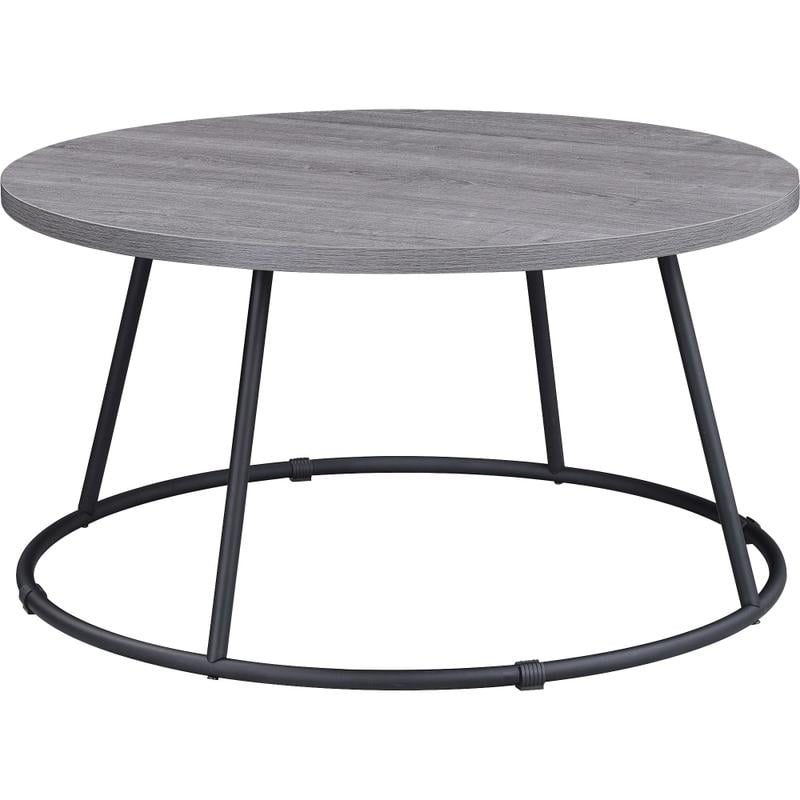 Lorell Round Coffee Table, 16-3/4in x 31-1/2in, Weathered Charcoal/Black MPN:LLR16260