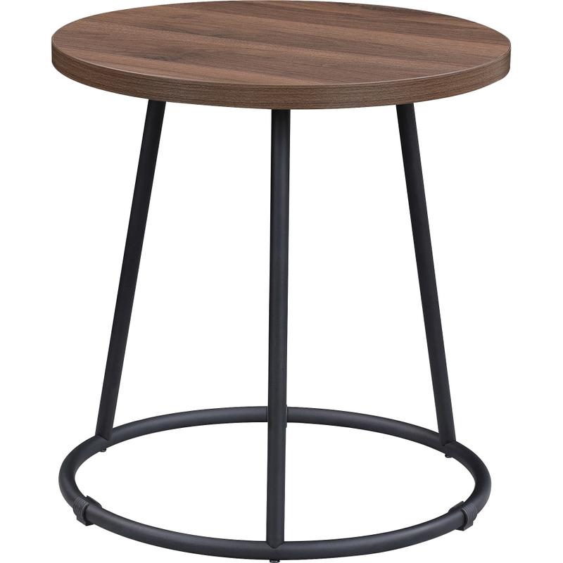 Lorell Round Side Table, 19-3/4in x 19in, Walnut/Black MPN:LLR16261