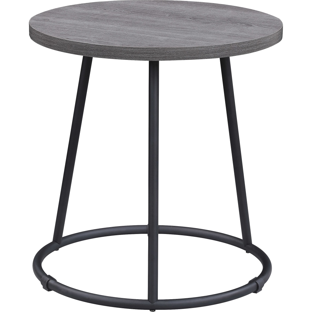 Lorell Round Side Table, 19-3/4in x 19in, Weathered Charcoal/Black MPN:LLR16262