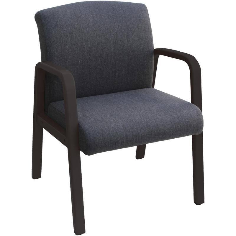 Lorell Flannel-Upholstered Guest Chair - Gray, Black Fabric Seat - Wood Frame - Mid Back - Four-legged Base - Gray, Black - Armrest - 1 Each MPN:68559