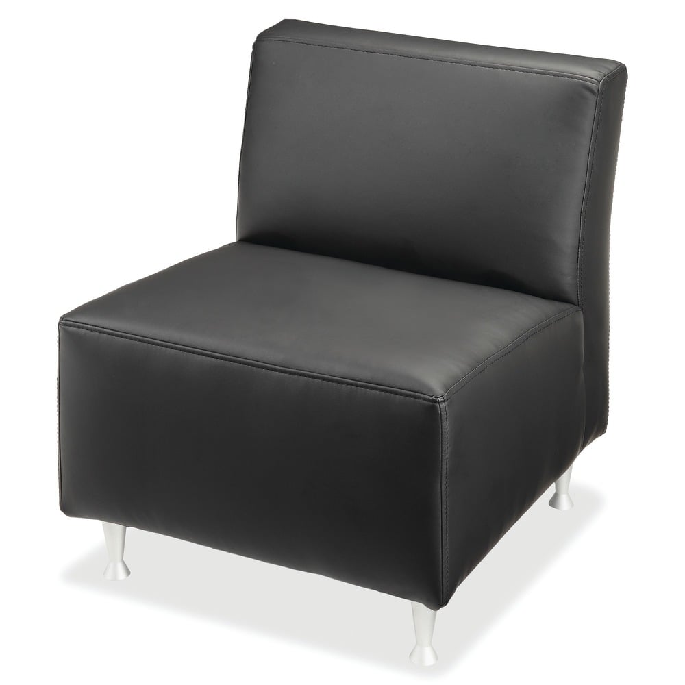 Lorell Fuze Modular Bonded Leather Armless Lounge Chair, Black MPN:86917