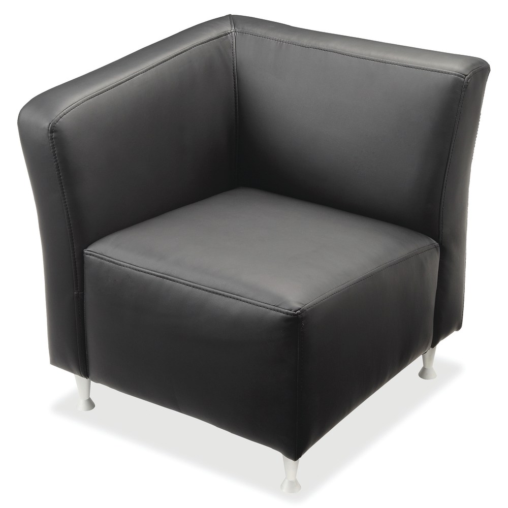 Lorell Fuze Modular Bonded Leather Right-Arm Lounge Chair, Black MPN:86918