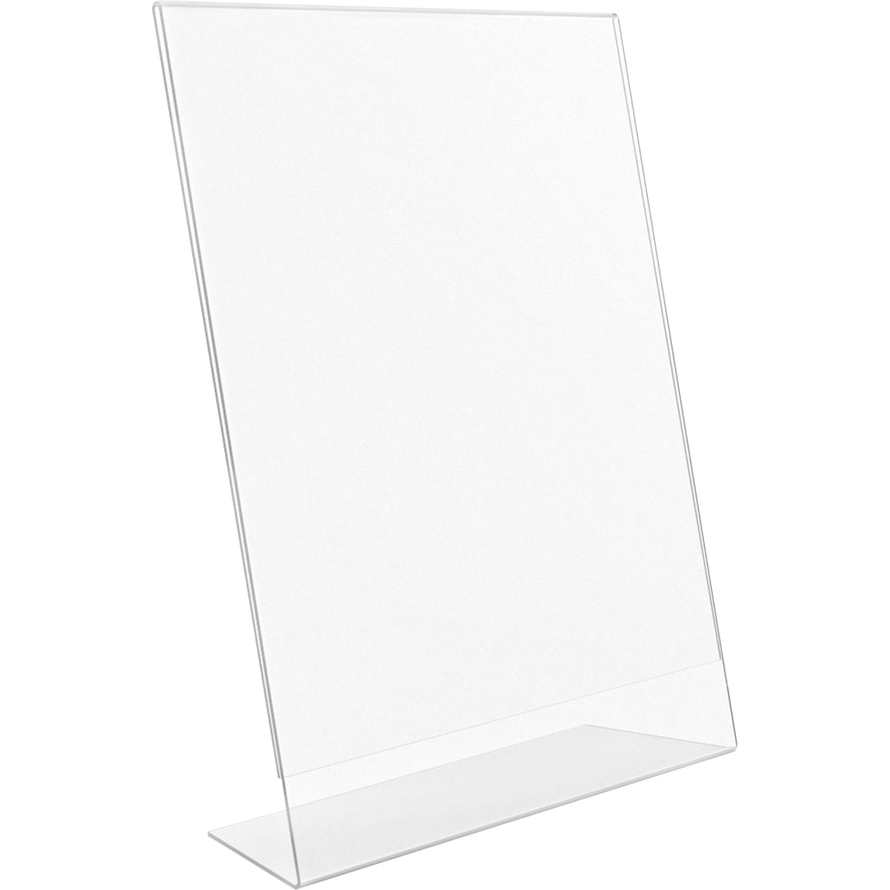 Lorell L-base Acrylic Slanted Sign Holder Stand, 8-1/2in x 11in, Clear, Pack Of 3 (Min Order Qty 3) MPN:LLR49208