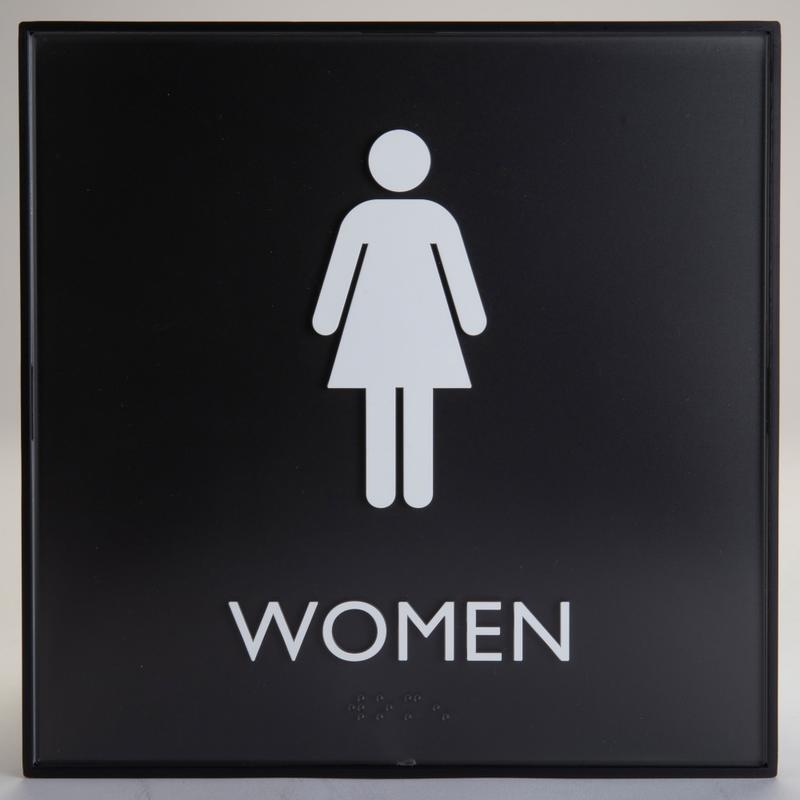 Lorell Womens Restroom Sign - 1 Each - Women Print/Message - 8in Width x 8in Height - Square Shape - Surface-mountable - Easy Readability, Injection-molded - Restroom, Architectural - Plastic - Black (Min Order Qty 4) MPN:02656