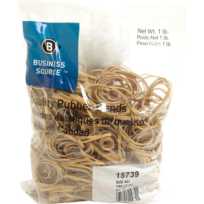 Business Source Quality Rubber Bands - Size: #31 - 2.5in Length x 0.1in Width - Sustainable - 850 / Pack - Rubber - Crepe (Min Order Qty 8) MPN:15739