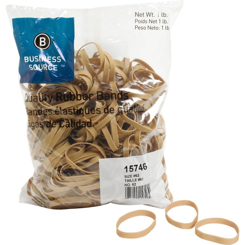 Business Source Quality Rubber Bands - Size: #62 - 2.5in Length x 0.3in Width - Sustainable - 450 / Pack - Rubber - Crepe (Min Order Qty 7) MPN:15746