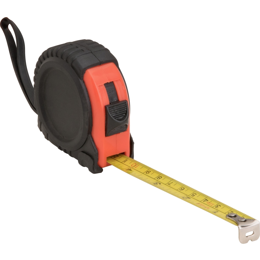 Genuine Joe Tape Measure - 12 ft Length - Imperial Measuring System - 1 Each - Red, Black (Min Order Qty 15) MPN:11972