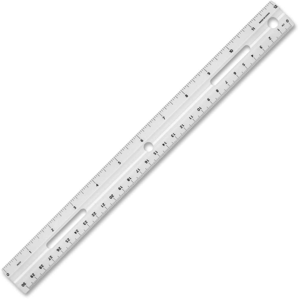 Business Source 12in Ruler - 12in Length 1.3in Width - 1/16 Graduations - Metric, Imperial Measuring System - Plastic - 1 Each - White (Min Order Qty 84) MPN:32365