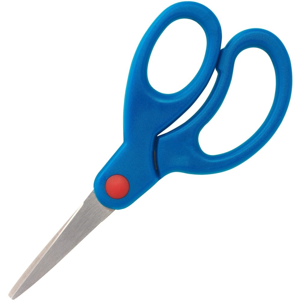 Sparco Bent Handle 5in Kids Scissors - 5in Overall Length - Stainless Steel - Pointed Tip - Blue - 1 Each (Min Order Qty 34) MPN:39049