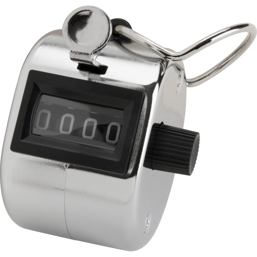 Sparco Finger Ring Tally Counter - 4 Digit - Finger Ring - Handheld - Chrome Plated Steel - Silver (Min Order Qty 10) MPN:24100