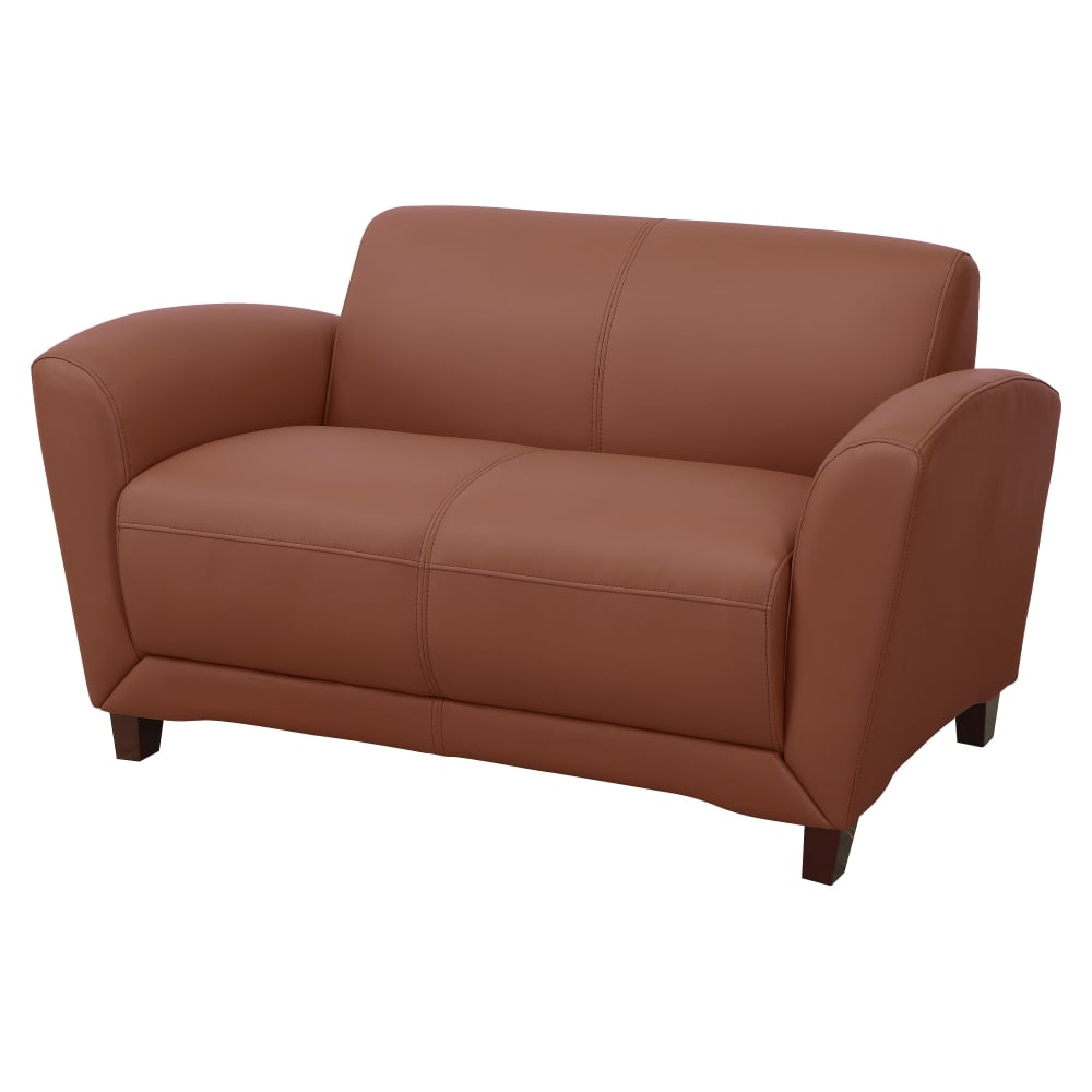 Lorell Accession Bonded Leather Reception Loveseat, British Tan MPN:68947