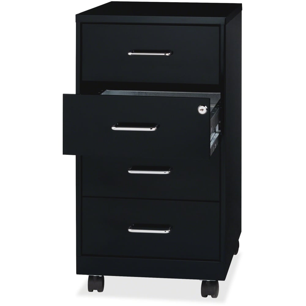 Lorell 26-1/2inD Vertical 4-Drawer Mobile File Cabinet, Black MPN:VF418DMBK