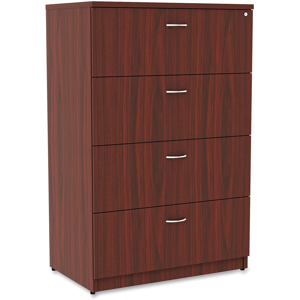 Lorell Essentials 35-1/2inW x 22inD Lateral 4-Drawer File Cabinet, Mahogany MPN:34386