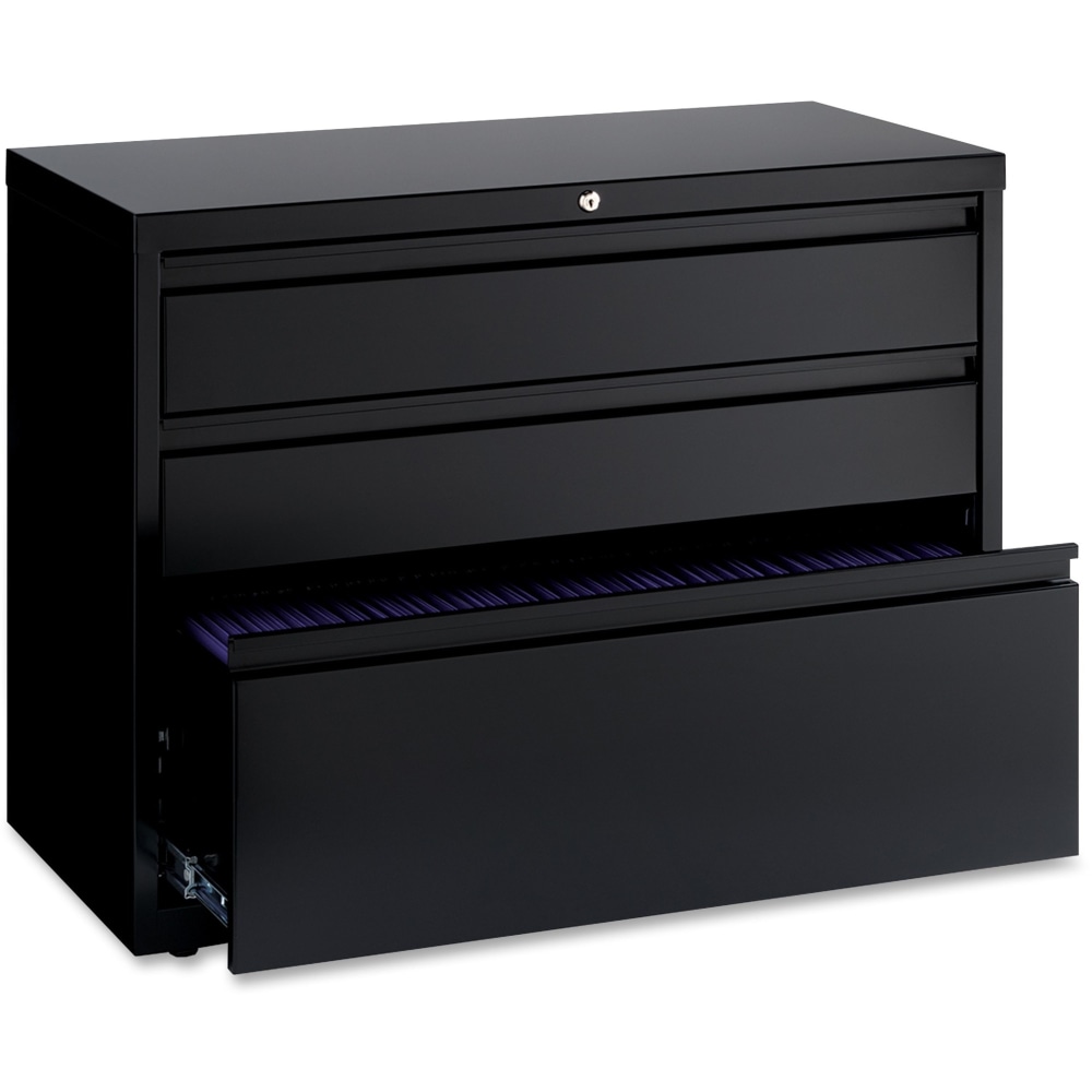 Lorell 36inW x 18-5/8inD Lateral 3-Drawer File Cabinet, Black MPN:60929