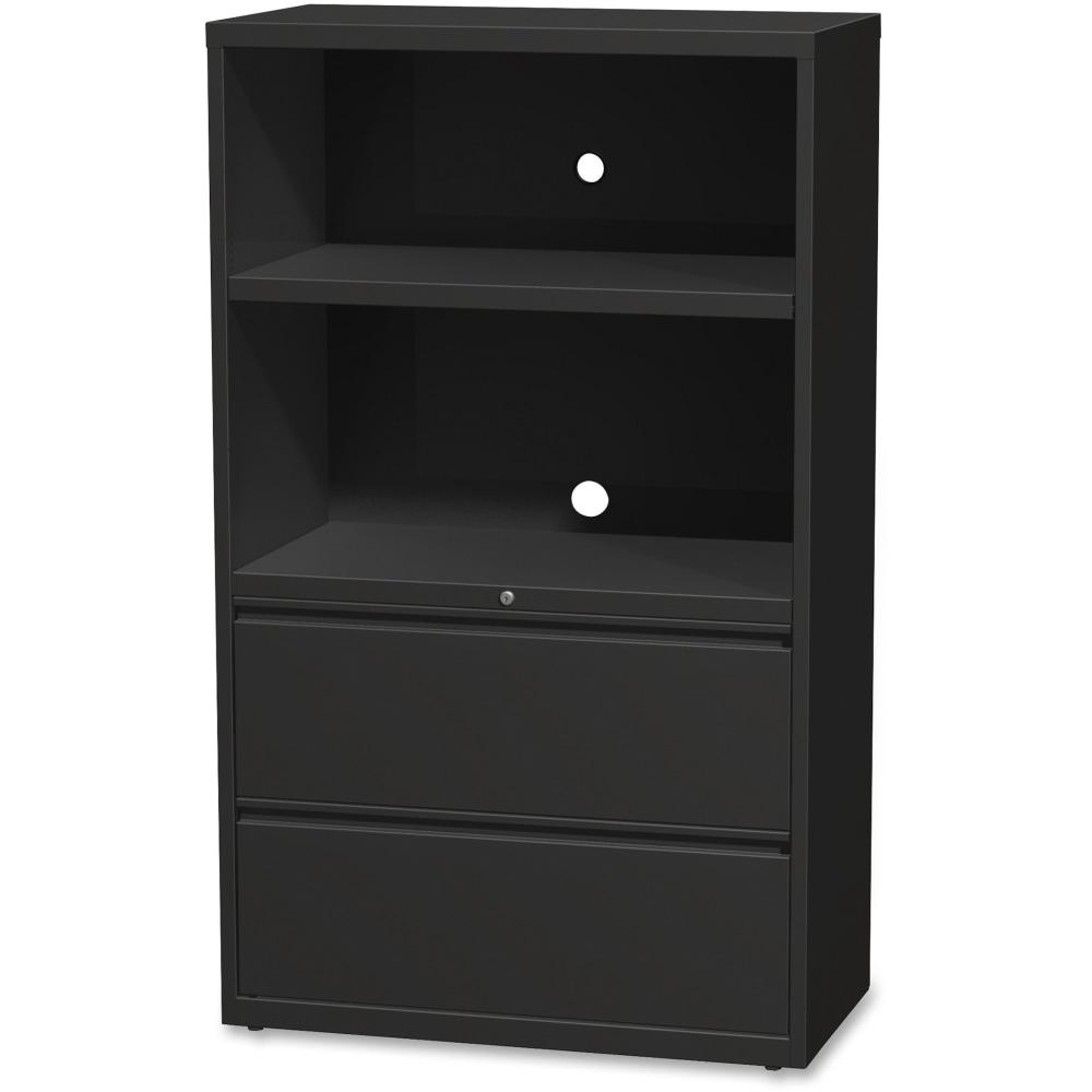 Lorell Smart 36inW x 18-5/8inD Lateral 2-Drawer Combo File Cabinet, Black MPN:66206