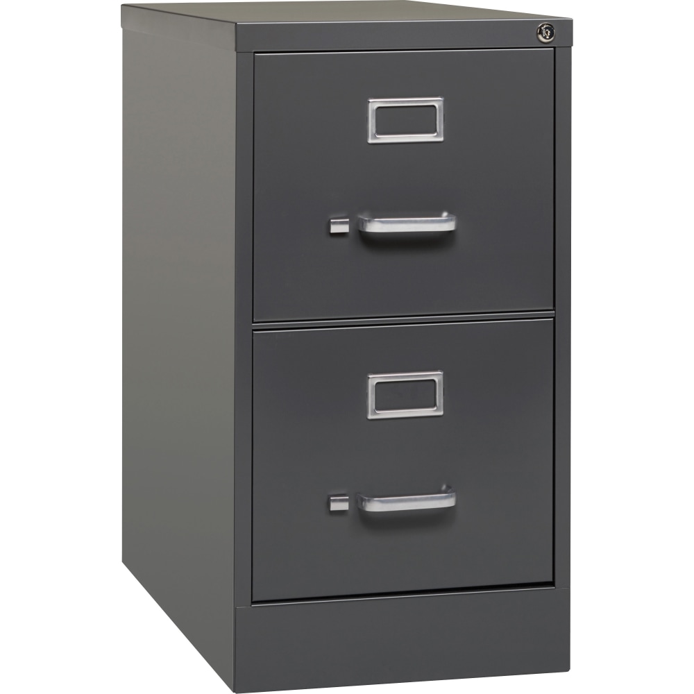 Lorell Fortress 26-1/2inD Vertical 2-Drawer Letter-Size File Cabinet, Charcoal MPN:66911