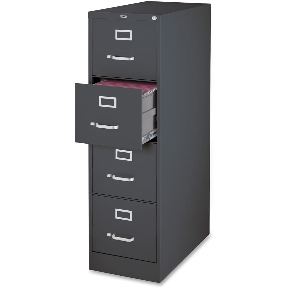 Lorell Fortress 26-1/2inD Vertical 4-Drawer File Cabinet, Charcoal MPN:66912