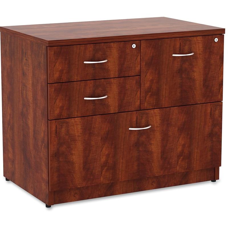 Lorell Essentials 35-1/2inW x 22inD Lateral 4-Drawer Combo File Cabinet, Cherry MPN:69540