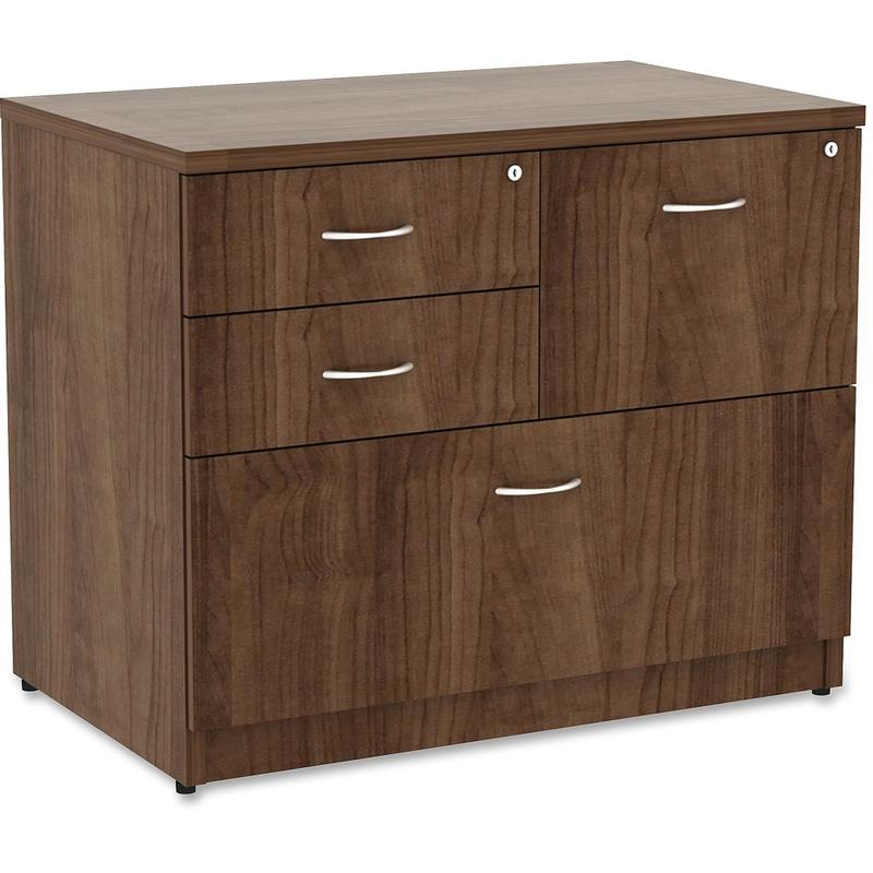 Lorell Essentials 35-1/2inW x 22inD Lateral 4-Drawer Combo File Cabinet, Walnut MPN:69542