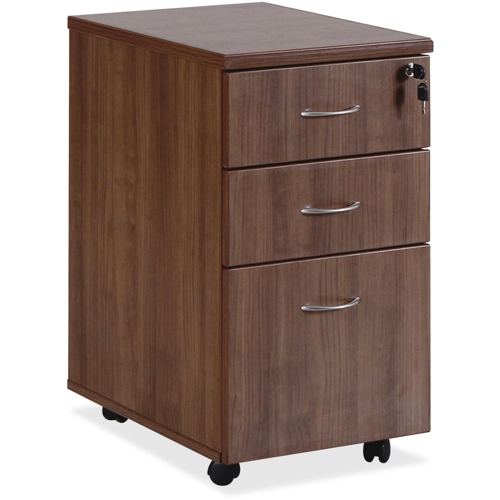 Lorell Essentials 22inD Vertical 3-Drawer Mobile Pedestal File Cabinet, Walnut MPN:69983