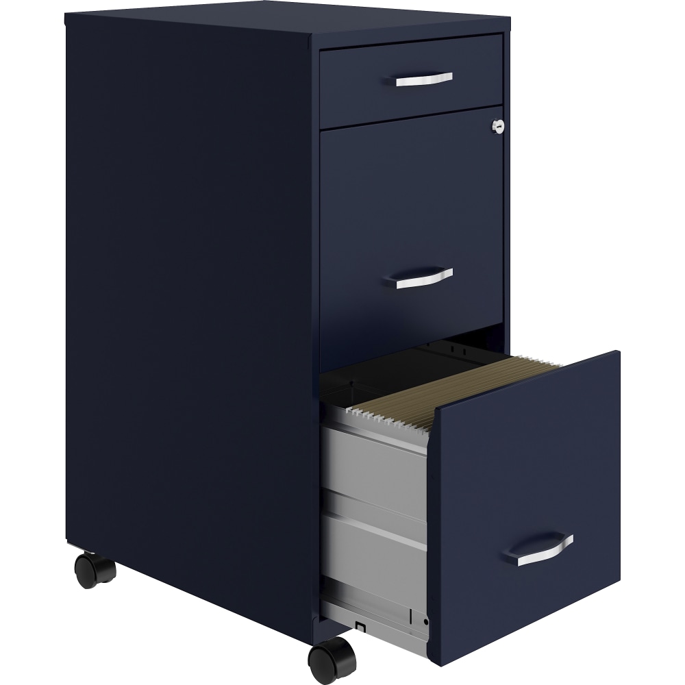 NuSparc 3-Drawer Mobile File Cabinet, Navy, 1 Each MPN:VF318BMNY