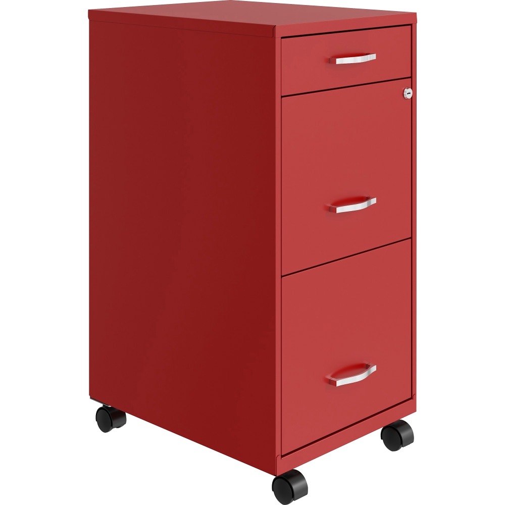 NuSparc 18inD Vertical 3-Drawer Mobile File Cabinet, Red , 1 Each MPN:VF318BMRD