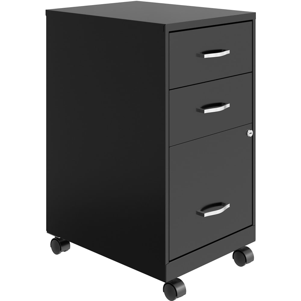 NuSparc 18inD Mobile Pedestal 3-Drawer Organizer Cabinet, Black MPN:VF318CMBK