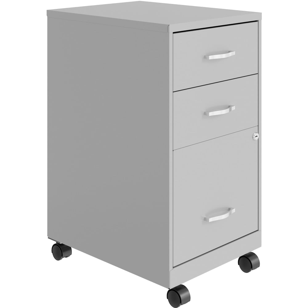 NuSparc 18inD Mobile Pedestal 3-Drawer Organizer Cabinet, Silver MPN:VF318CMSR