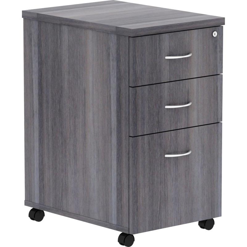 Lorell Essentials 22inD Vertical 3-Drawer Mobile Pedestal File Cabinet, Weathered Charcoal MPN:LLR69560