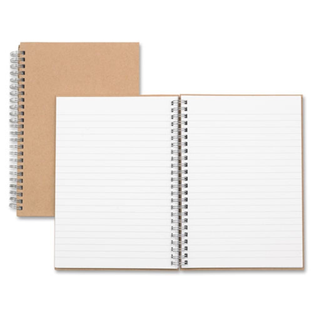 Nature Saver Hardcover Twin Wire Notebooks - 80 Sheets - Wire Bound - 0.25in Ruled - Ruled - 22 lb Basis Weight - 8 1/4in x 5 7/8in - Brown Cover - Kraft Cover - Hard Cover, Heavyweight, Micro Perforated - Recycled - 1Each (Min Order Qty 5) MPN:20205