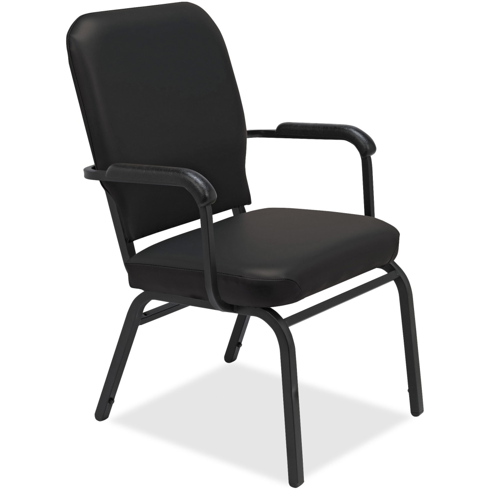 Lorell Big & Tall Padded Vinyl Seat, Vinyl Back Stacking Chair, 15in Seat Width, Black Seat/Black Frame, Quantity: 2 MPN:59600