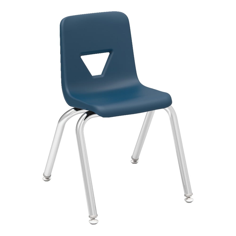 Lorell Classroom Student Plastic Seat, Plastic Back Stacking Chair, 14 1/4in Seat Width, Navy Seat/Silver Frame, Quantity: 4 MPN:99884