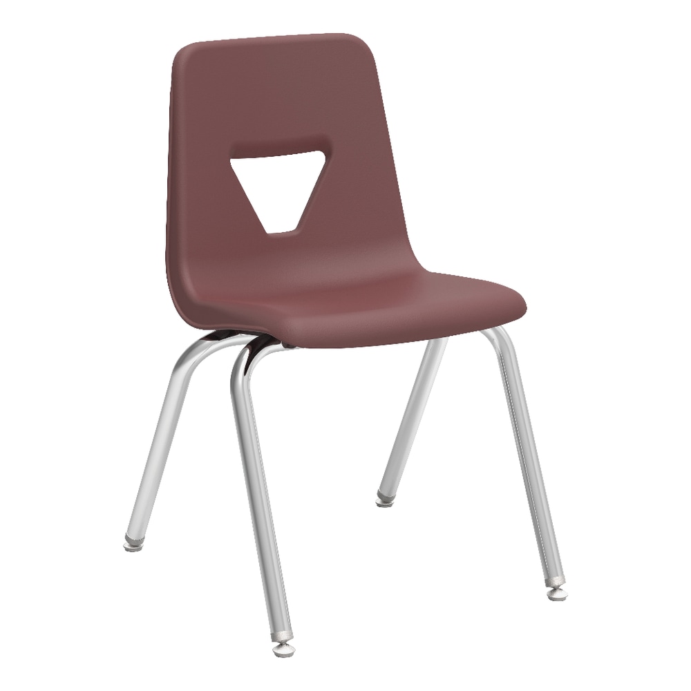 Lorell Classroom Student Stack Chairs, 18inH Seat, Wine/Silver, Set Of 4 MPN:99892