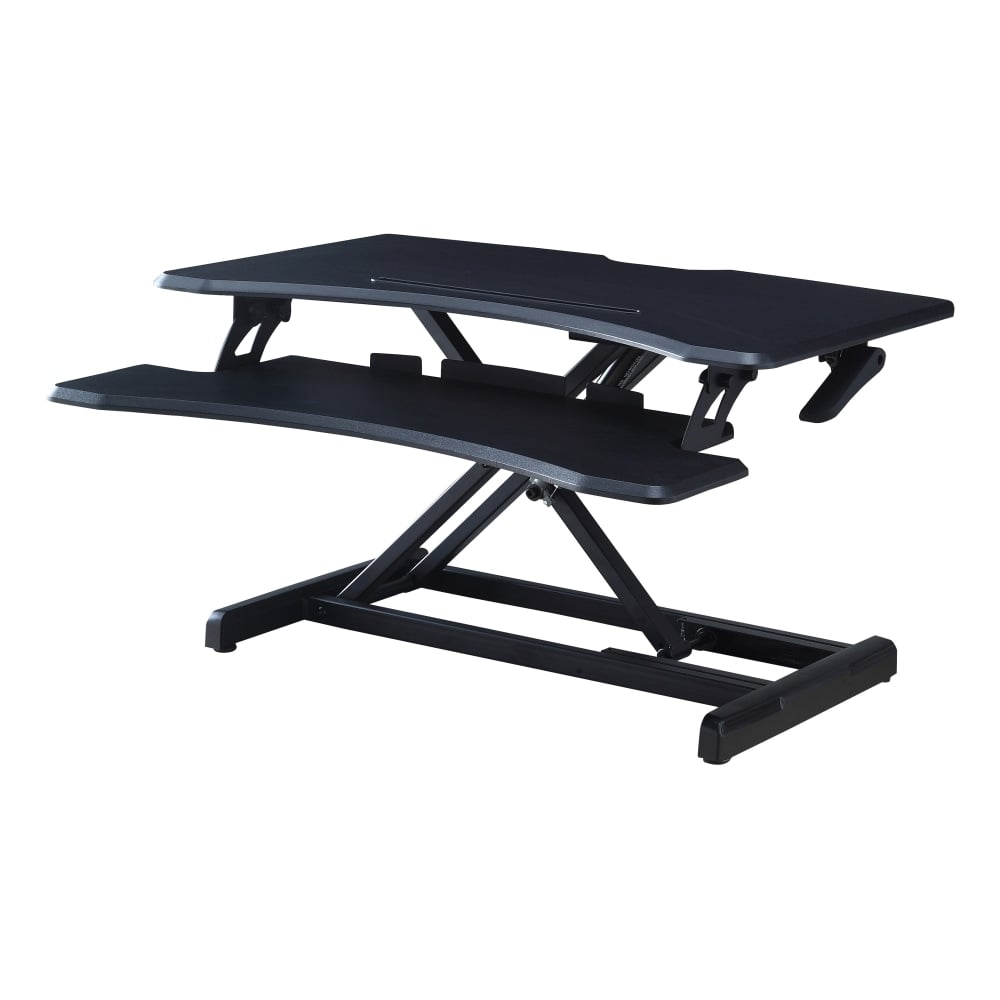 Lorell X-Type Slim Desk Riser, 16-1/2inH x 31-1/2inW x 20inD, Black MPN:99539