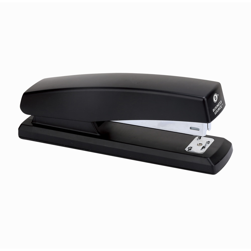 Business Source Full-Strip Desktop Stapler - 20 Sheets Capacity - 210 Staple Capacity - Full Strip - 3.50in Throat Depth - 1 Each - Black - Metal, Plastic (Min Order Qty 7) MPN:65648