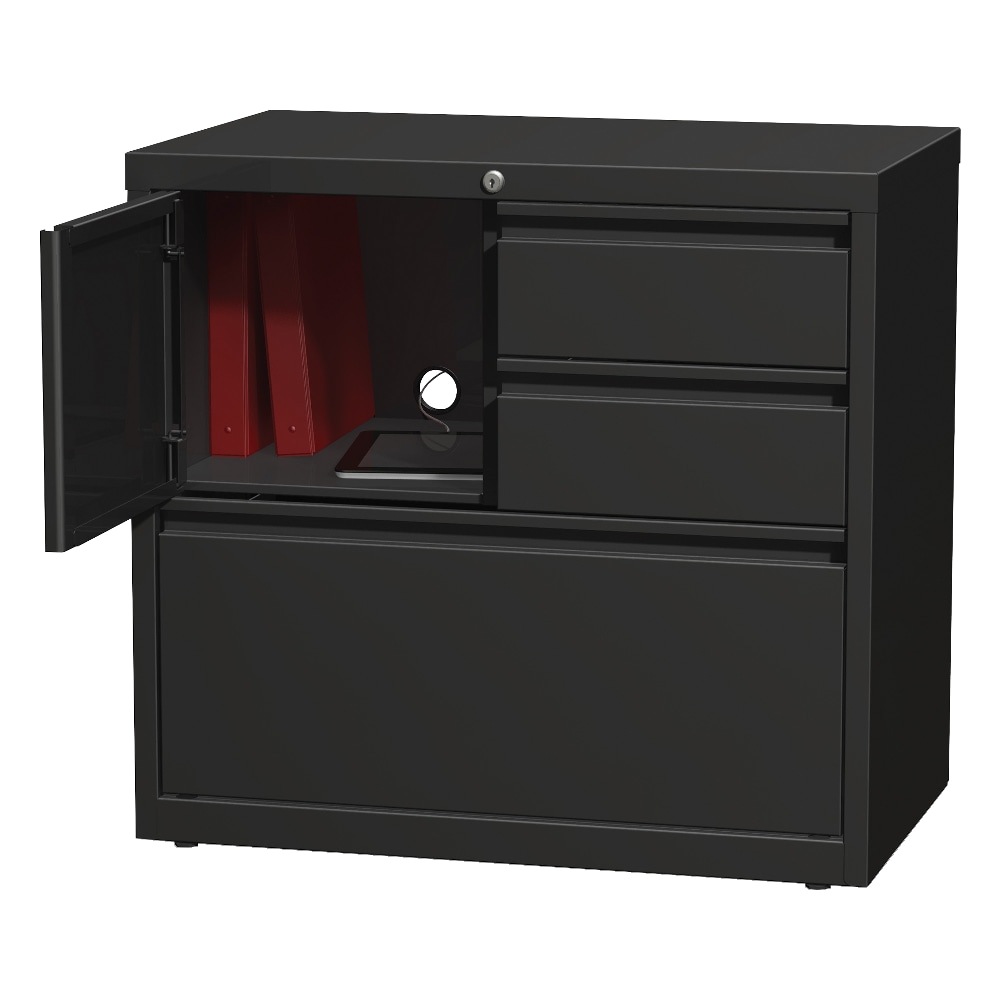 Lorell 30inW Steel Personal Storage Center With Lateral File Cabinet, Black MPN:60933