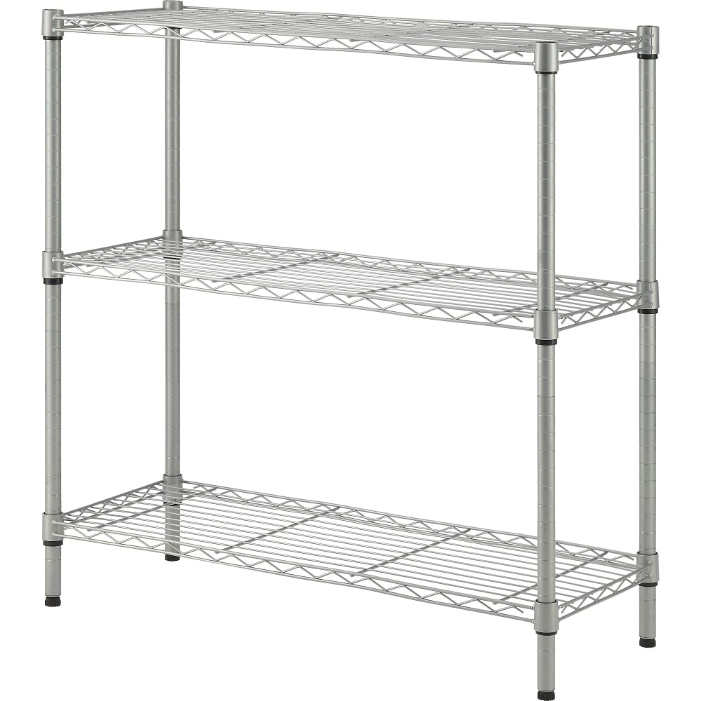 Lorell Light-Duty Wire Shelving - 3 Tier(s) - 36in Height x 36in Width x 14in DepthFloor - Sturdy - Epoxy - Silver - Plastic, Metal, Steel - 1 Each MPN:70066