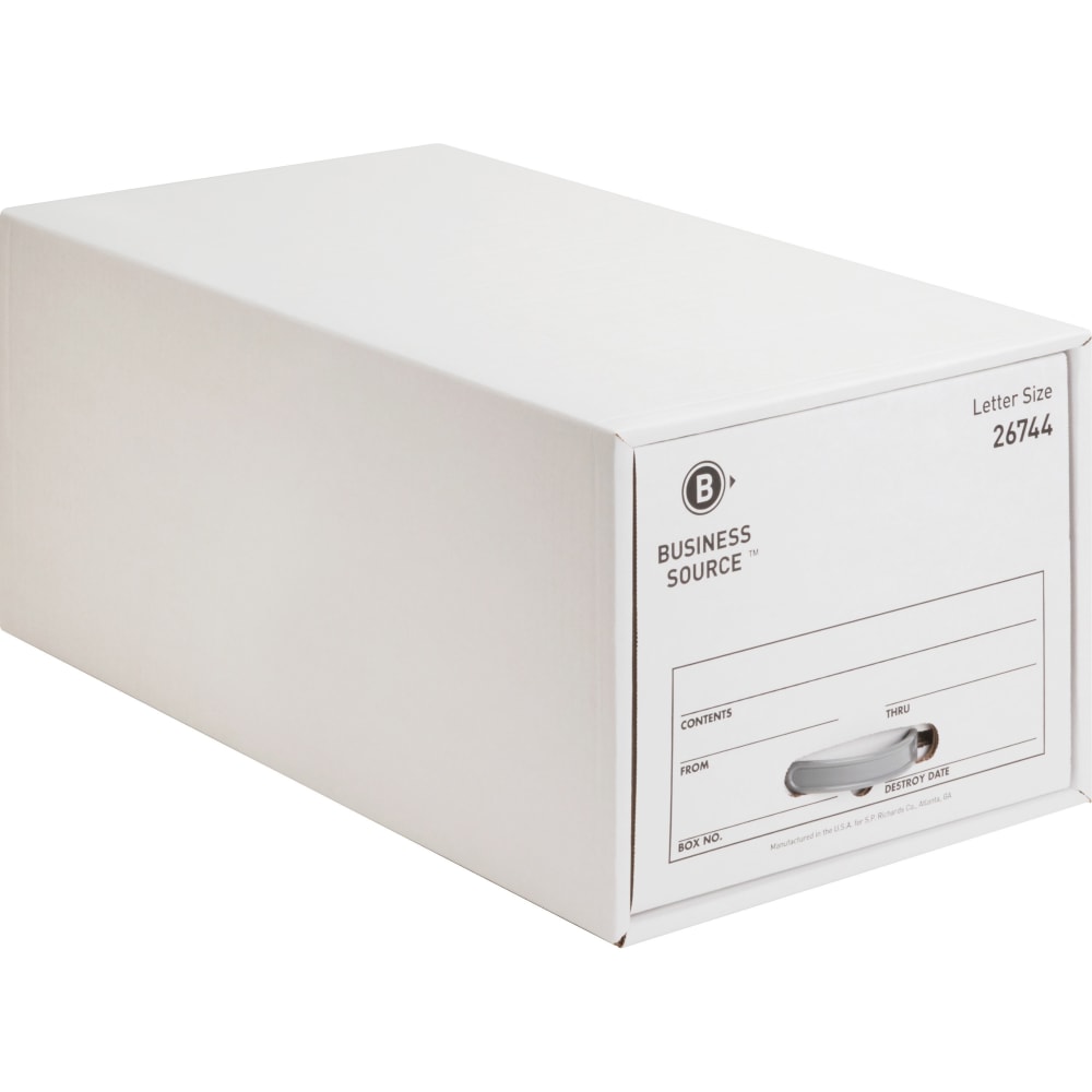 Business Source Stackable Storage File Drawer, Letter Size, 12 1/4in x 23 1/2in x 10 1/4in , White, 6 Box MPN:26744