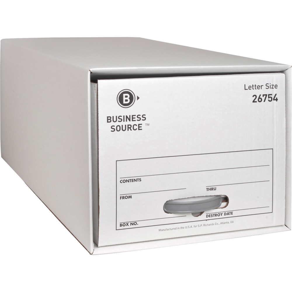 Business Source Drawer File Storage Boxes, 60% Recycled, White, Carton Of 6 MPN:26754