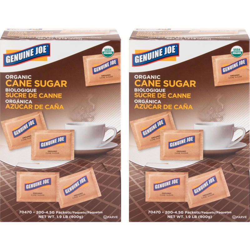 Genuine Joe Turbinado Natural Cane Sugar Packets - Packet - 0.159 oz (4.5 g) - Cane Sugar Flavor - Natural Sweetener - 400/Carton (Min Order Qty 3) MPN:70470CT