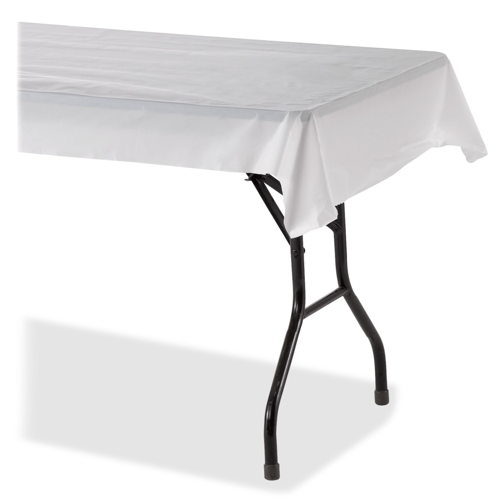 Genuine Joe Banquet-size Plastic Tablecover - 300 ft Length x 40in Width - 6 / Carton - Plastic - White MPN:10324CT