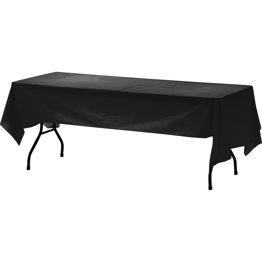 Genuine Joe Plastic Table Covers - 108in Length x 54in Width - Plastic - Black - 6 / Pack (Min Order Qty 6) MPN:00068