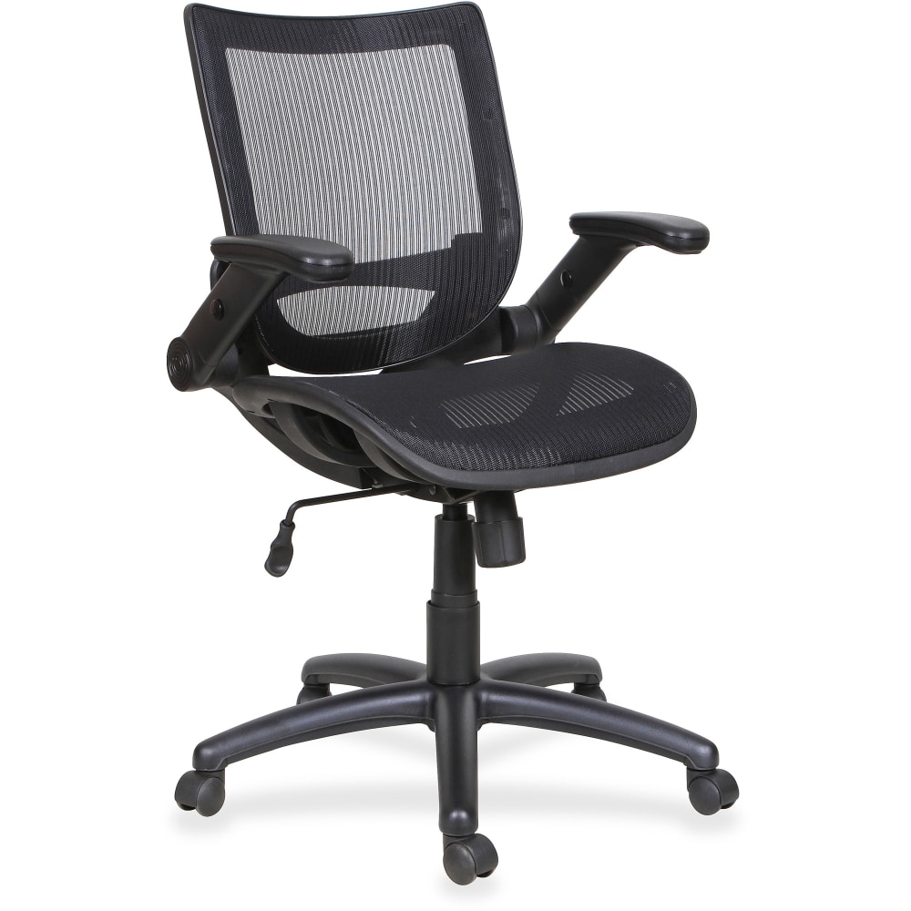 Lorell Flipper Arm Mid-Back Mesh Task Chair, Black MPN:60316