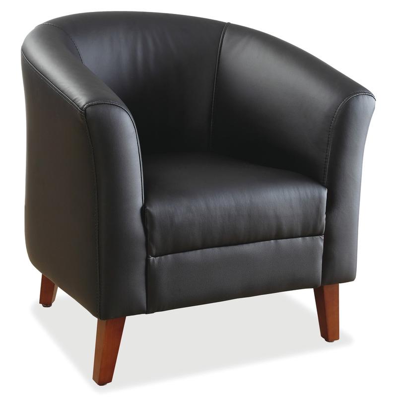 Lorell Barrel Club Bonded Leather Armchair, Black MPN:82098