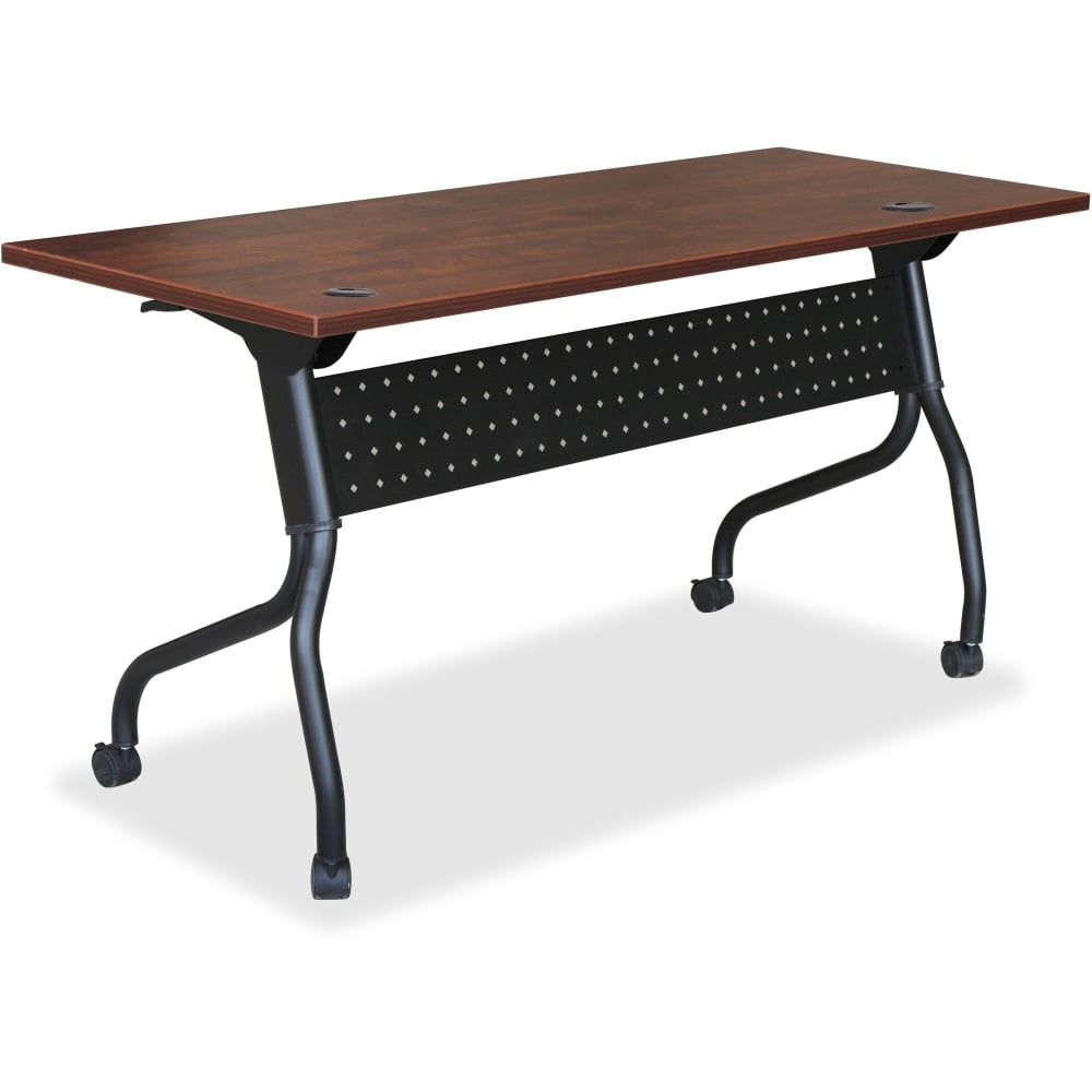 Lorell Flip Top Training Table, 60inW, Cherry/Black MPN:59516