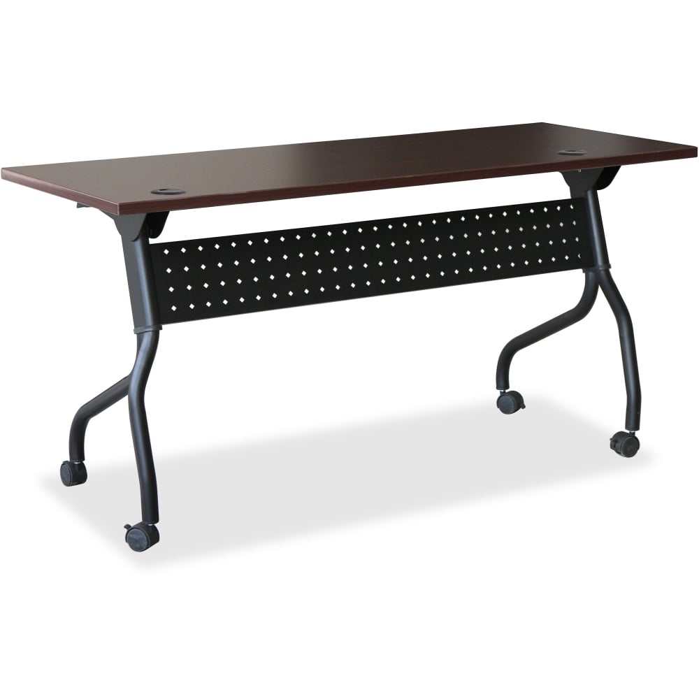 Lorell Flip Top Training Table, 48inW, Mahogany/Black MPN:59518