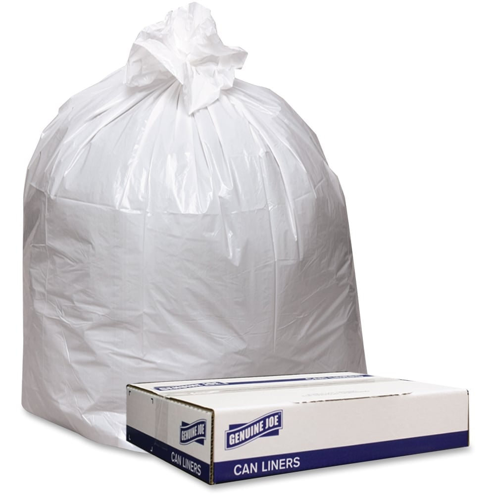 Genuine Joe Low Density White Can Liners - 45 gal Capacity - 40in Width x 46in Length - 0.90 mil (23 Micron) Thickness - Low Density - White - 100/Carton - Industrial Trash - Recycled (Min Order Qty 2) MPN:4046W