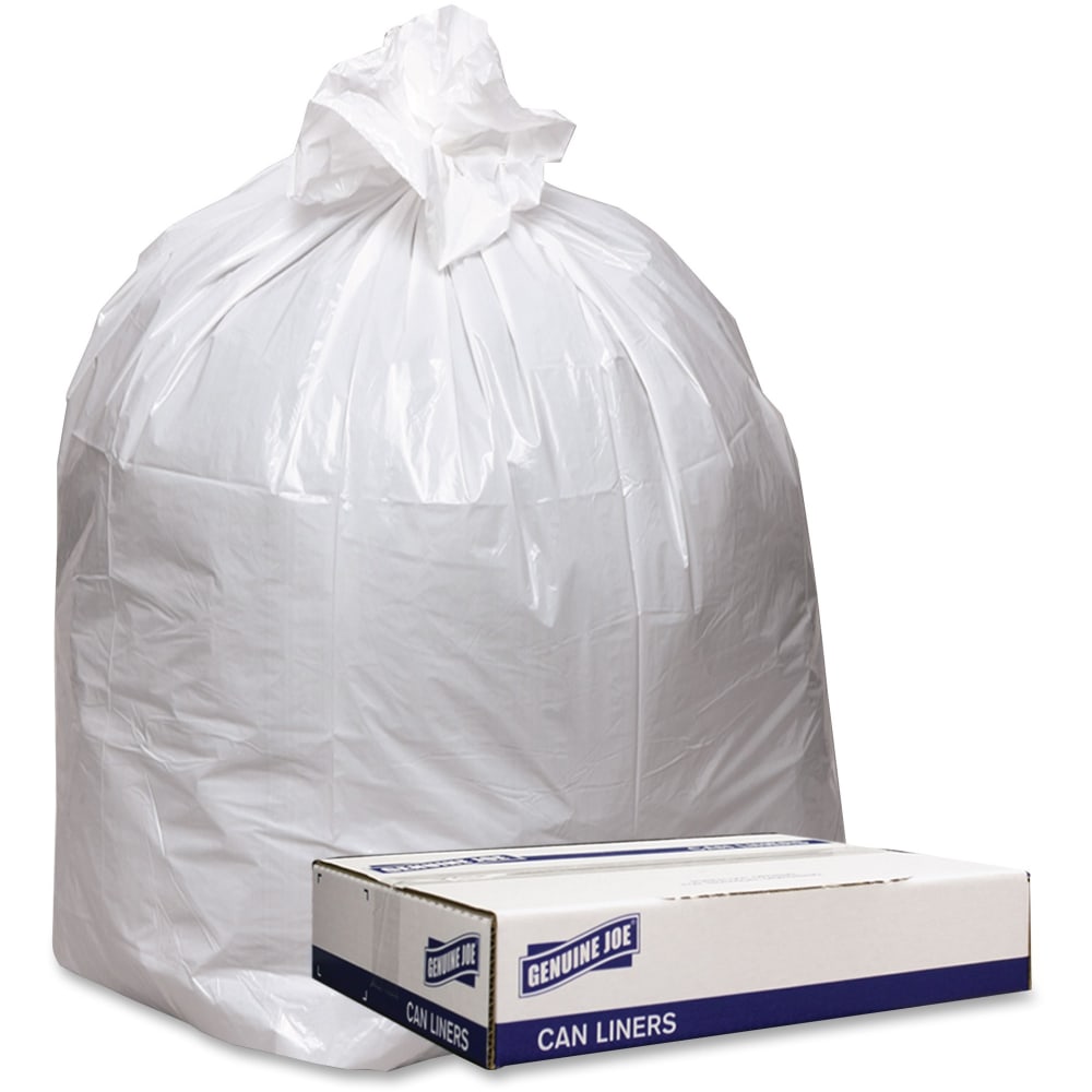 Genuine Joe Low Density White Can Liners - 56 gal Capacity - 43in Width x 47in Length - 0.90 mil (23 Micron) Thickness - Low Density - White - 100/Carton - Industrial Trash - Recycled (Min Order Qty 2) MPN:4347W