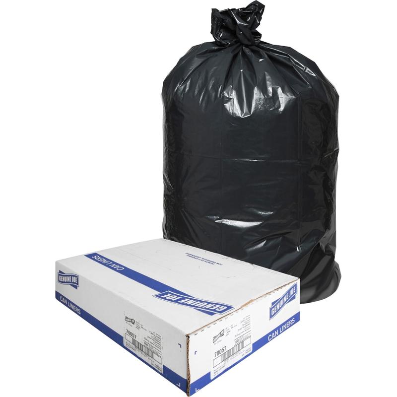 Genuine Joe Trash Bags, 23 gal, 43inH x 28-1/2inW, 70% Recycled, Black, 150 Bags (Min Order Qty 2) MPN:70057